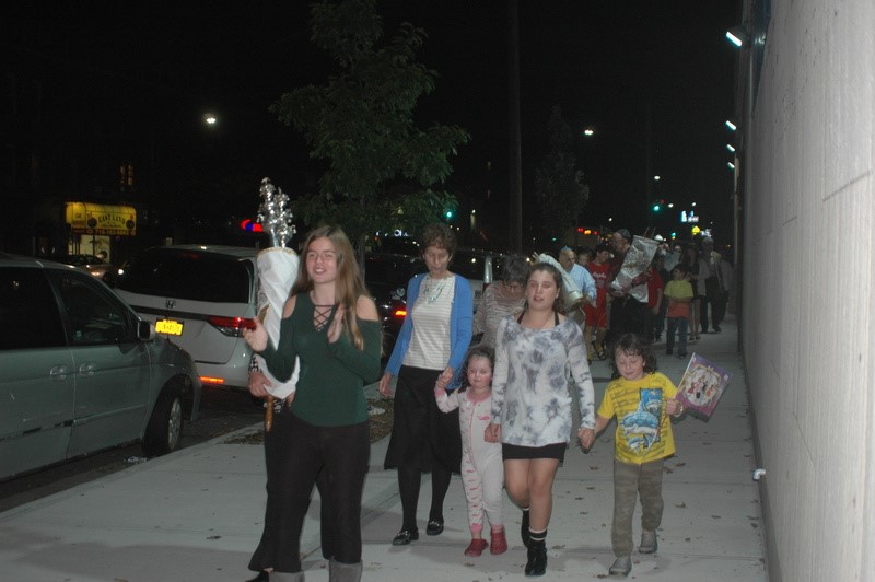 Outside with the Torah Procession